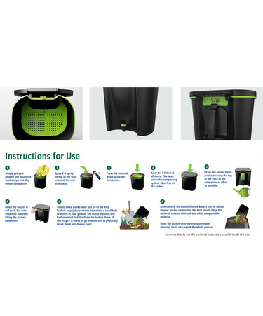 Maze Twin Pack Bokashi Bin with 1kg Bokashi