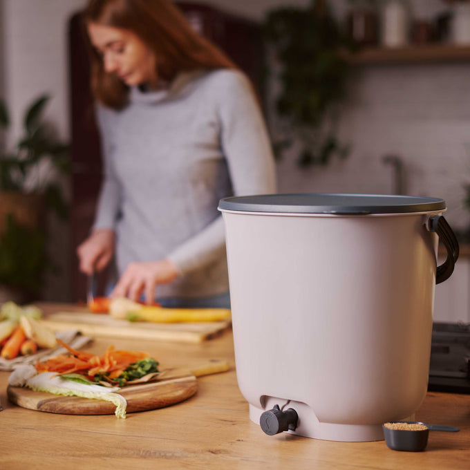 Organko Twin Pack Bokashi Bin Grey with 1kg Bokashi