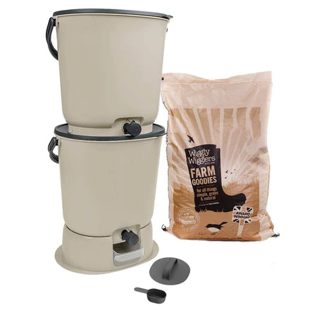 Organko Twin Pack Bokashi Bin Cream with 1kg Bokashi