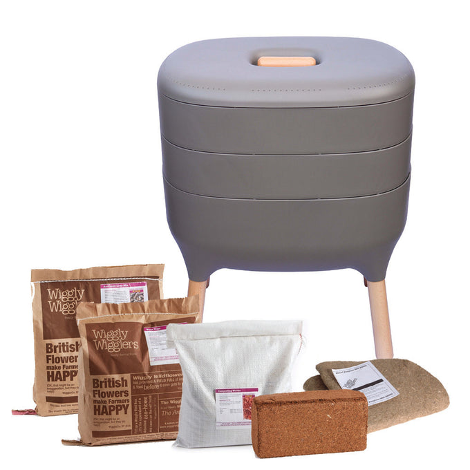 Urbalive Grey Worm Farm + Starter Kit + Worms