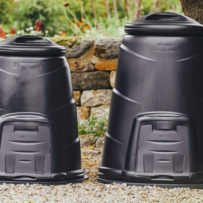 Blackwall Composters in Black side by side