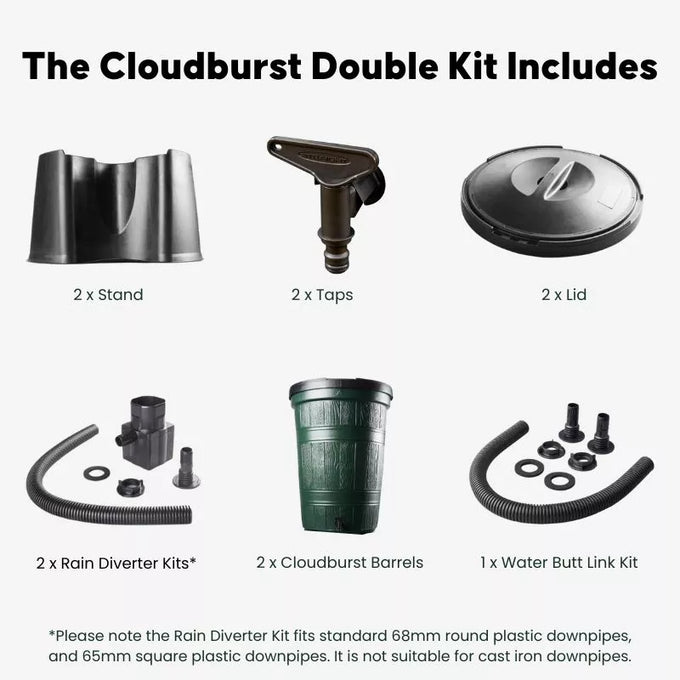 Cloudburst 200 Litre Water Butt Double Kit