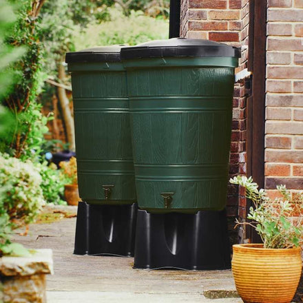 Cloudburst 200 Litre Water Butt Double Kit | In Situ Shot