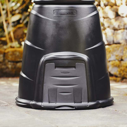 Hatch on the 220 Litre Blackwall Compost Converter in Black | In Situ Shot